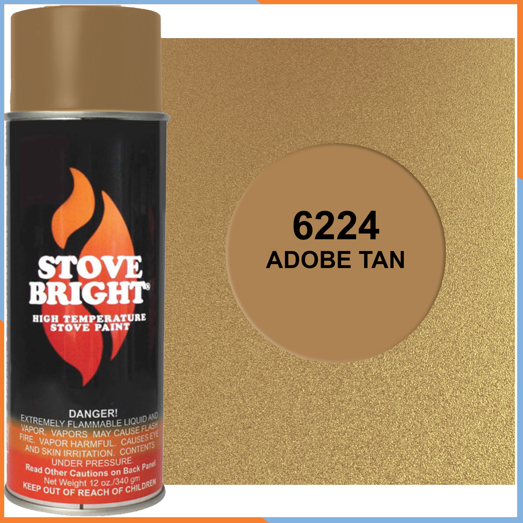 Stove Bright #6224 High Temp Adobe Tan Stove Paint- 12oz. Aerosol Can