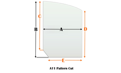 Specialty cut pyroceramic glass for wood stoves