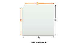 R11 Specialty cut pyroceramic glass for wood stoves