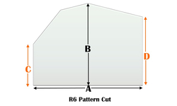 R6 Specialty cut pyroceramic glass for wood stoves